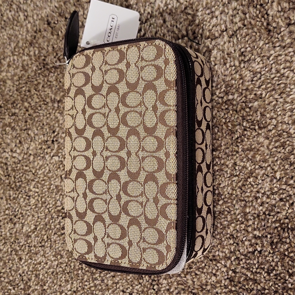 Coach Two Tone Brown Signature Jewelry Box